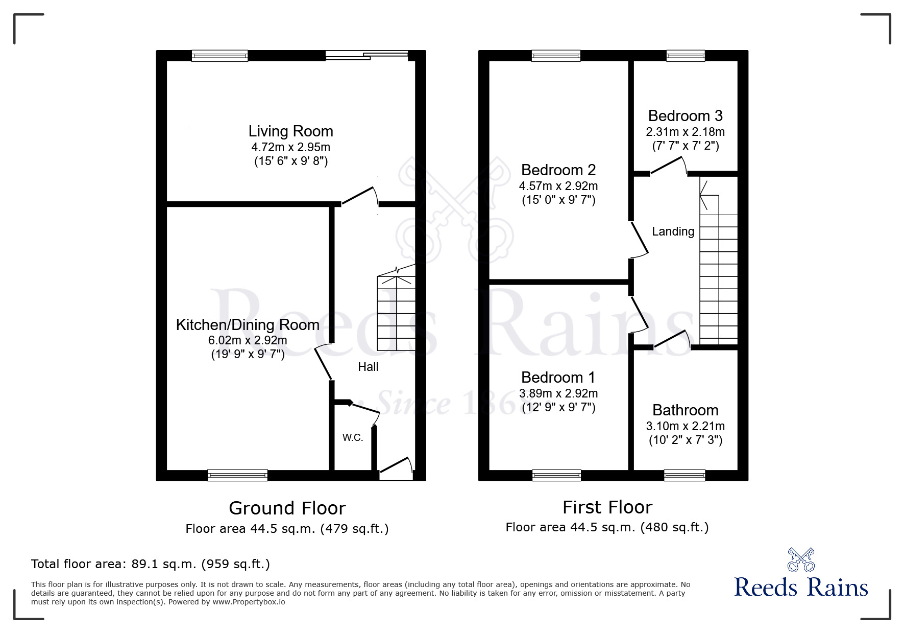 Floorplan of 3 bedroom Mid Terrace House for sale, The Uplands, Palacefields, Cheshire, WA7