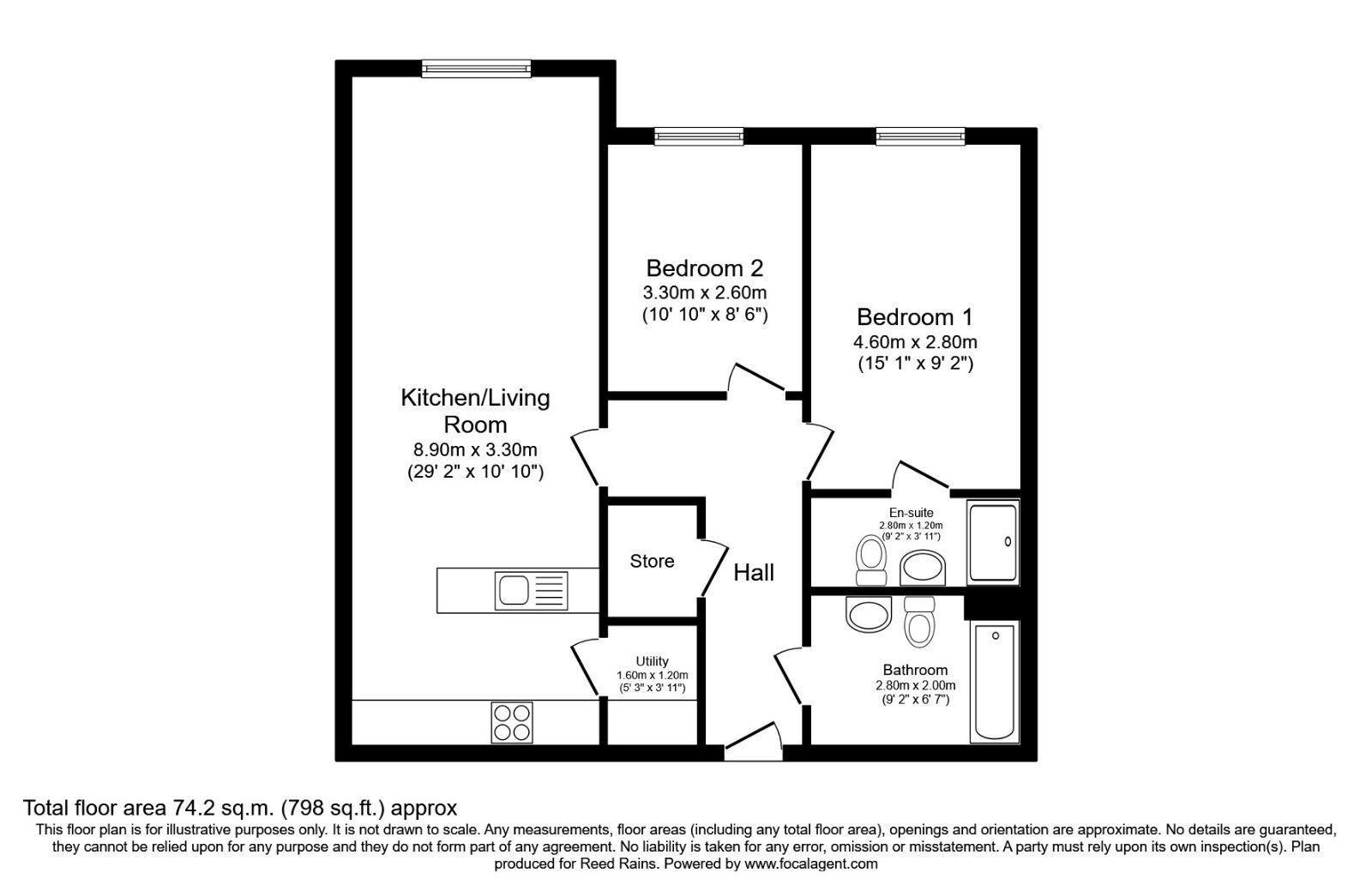 Floorplan of 2 bedroom Flat to rent, Green Lane, Wilmslow, Cheshire, SK9