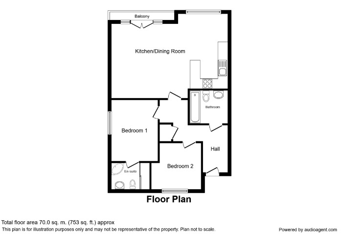 Floorplan of 2 bedroom  Flat for sale, Station Road, Wilmslow, Cheshire, SK9