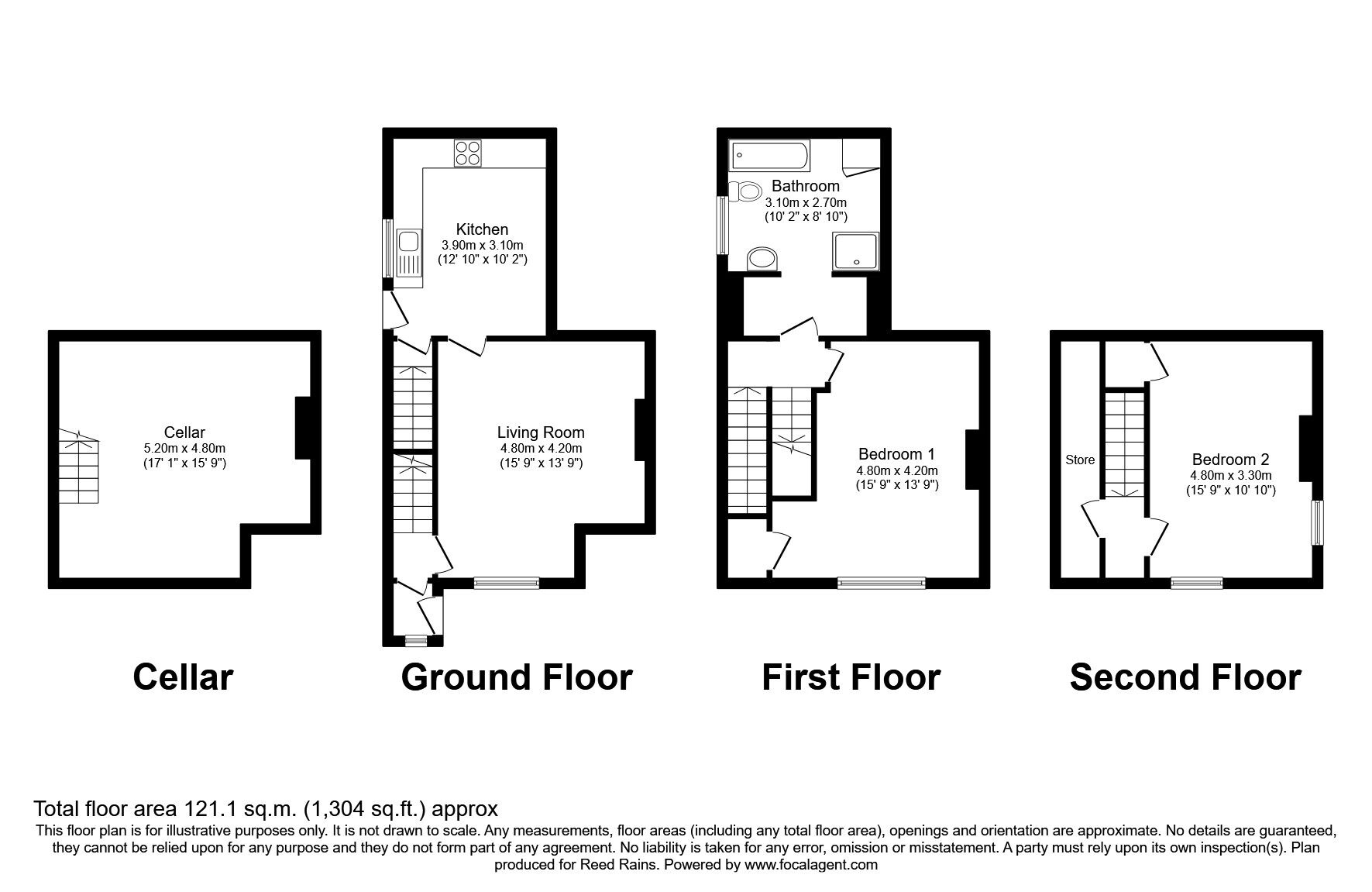Floorplan of 2 bedroom Mid Terrace House to rent, Gravel Lane, Wilmslow, Cheshire, SK9