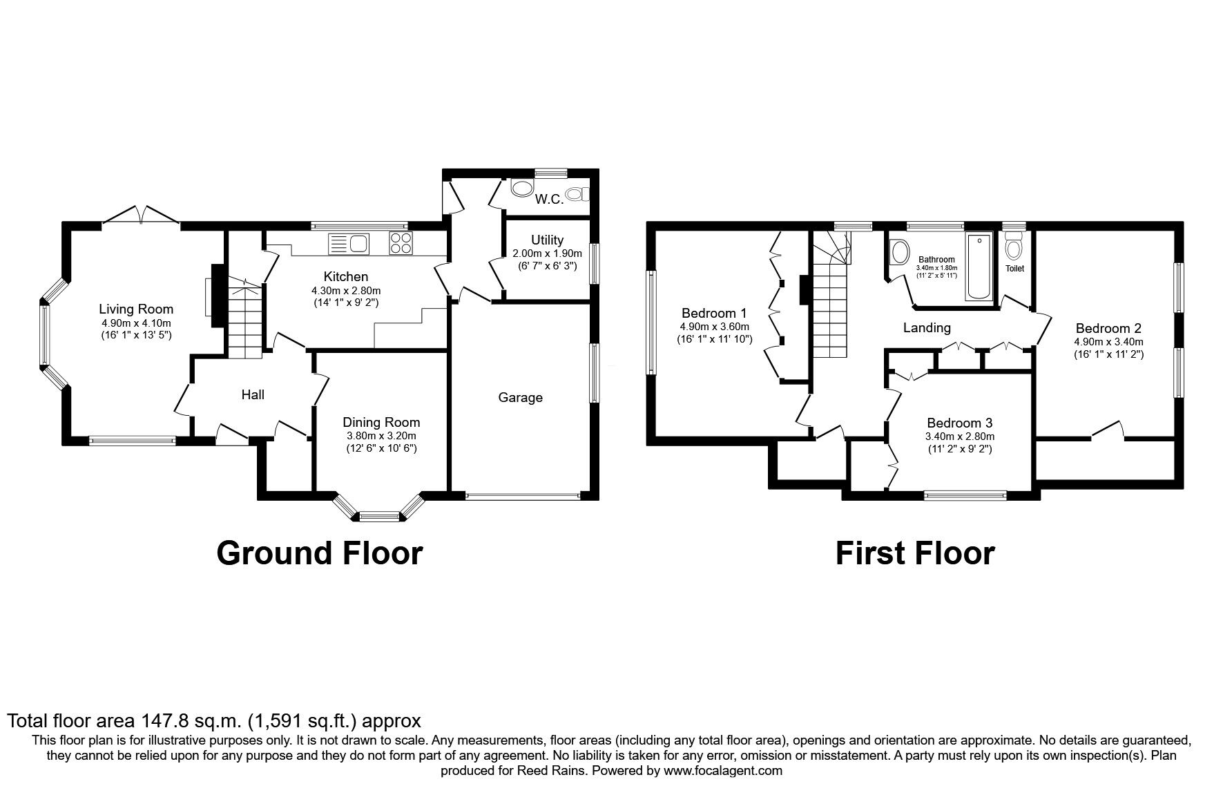 Floorplan of 3 bedroom Detached House for sale, Fairbourne Avenue, Wilmslow, Cheshire, SK9
