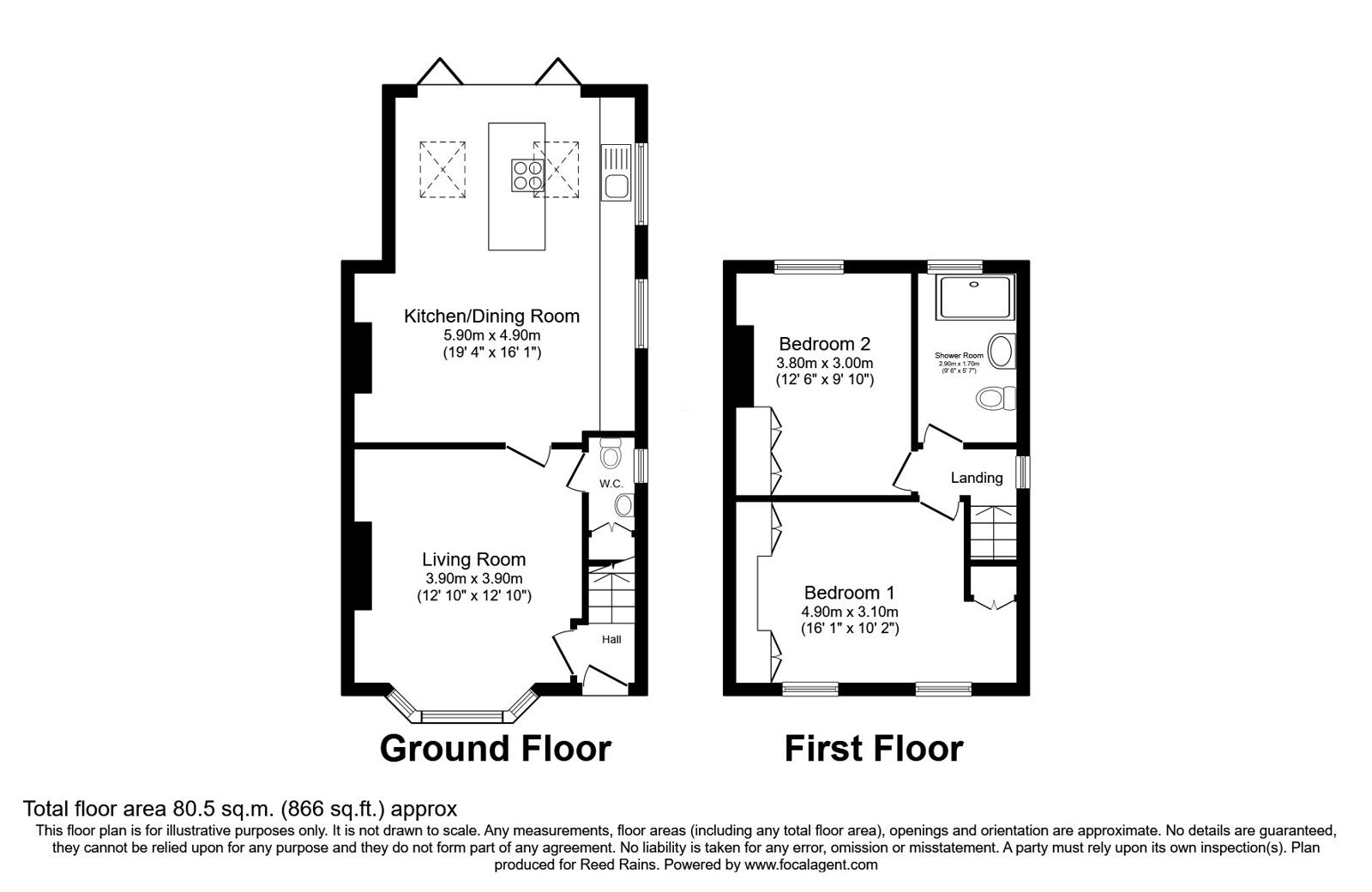 Floorplan of 2 bedroom Semi Detached House for sale, Bourne Street, Wilmslow, Cheshire, SK9