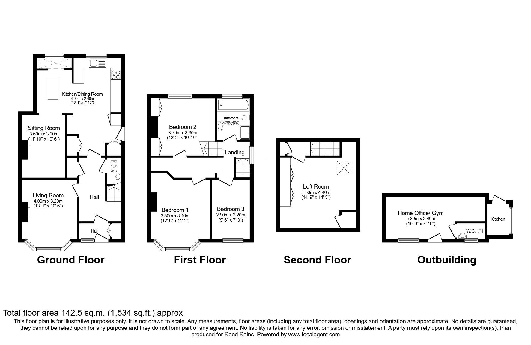 Floorplan of 3 bedroom Semi Detached House for sale, Dean Drive, Wilmslow, Cheshire, SK9