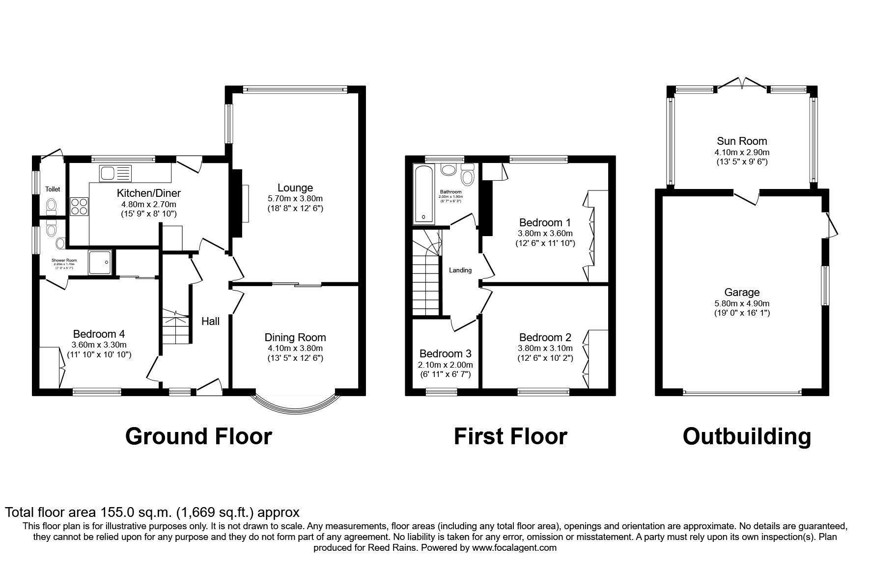 Floorplan of 4 bedroom Semi Detached House for sale, Hall Lane, Mobberley, Cheshire, WA16