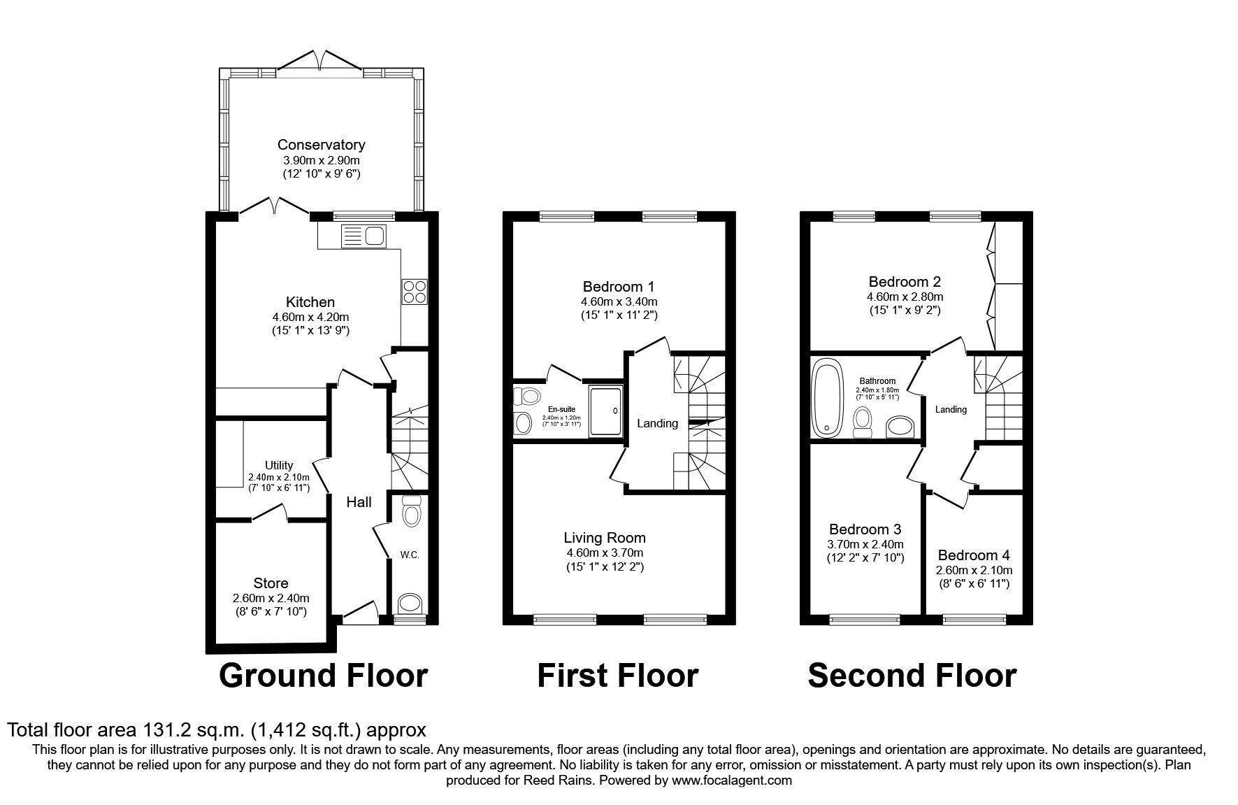 Floorplan of 4 bedroom End Terrace House for sale, Finsbury Way, Handforth, Cheshire, SK9