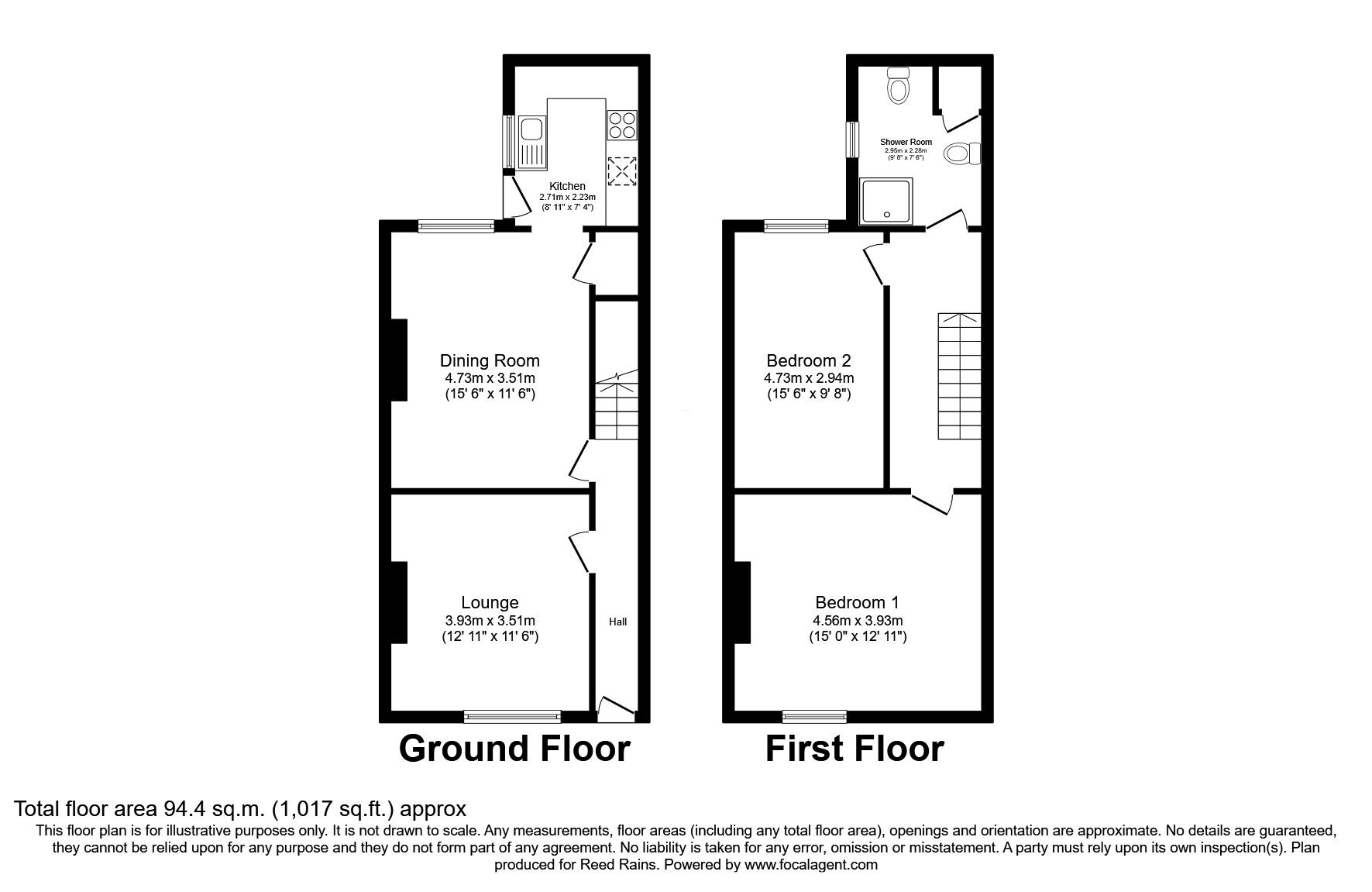 Floorplan of 2 bedroom End Terrace House for sale, South Oak Lane, Wilmslow, Cheshire, SK9
