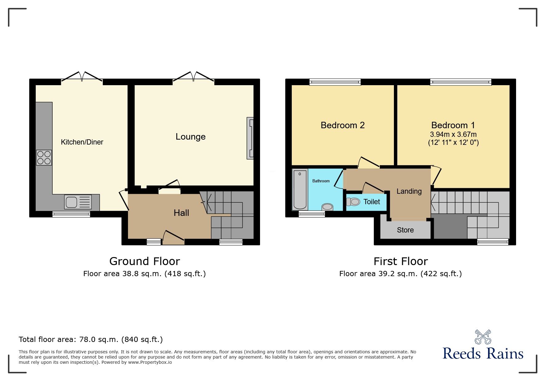Floorplan of 2 bedroom End Terrace House to rent, Snapebrook Grove, Wilmslow, Cheshire, SK9