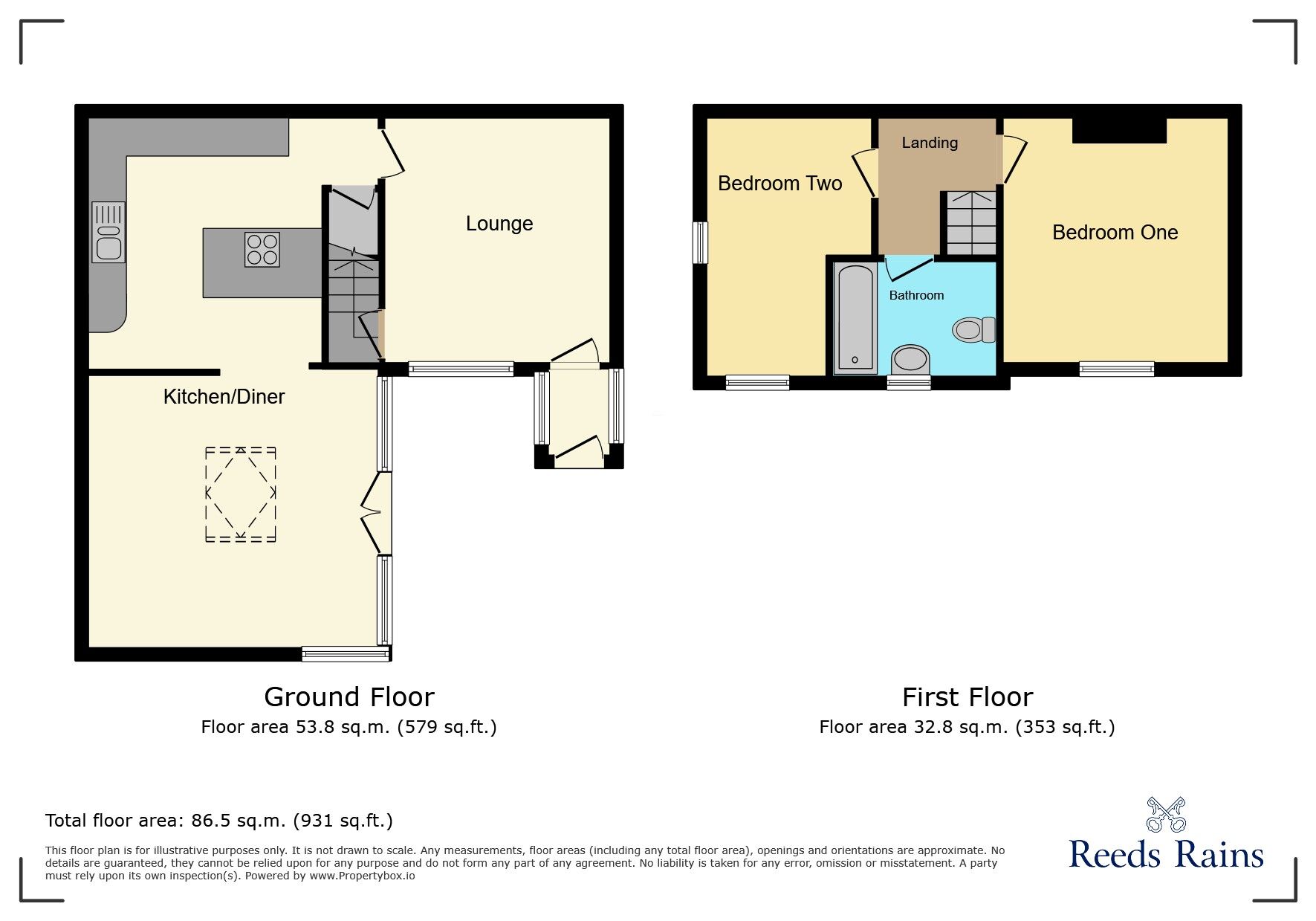 Floorplan of 2 bedroom End Terrace House to rent, Alma Lane, Wilmslow, Cheshire, SK9