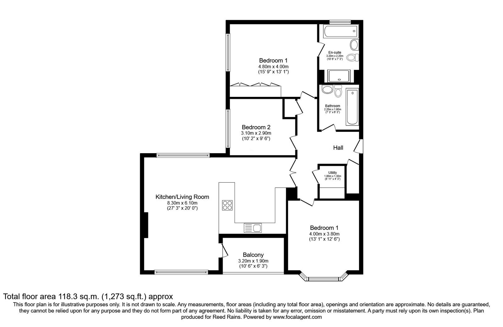 Floorplan of 3 bedroom Flat for sale, Brockley Square, Wilmslow, Cheshire, SK9