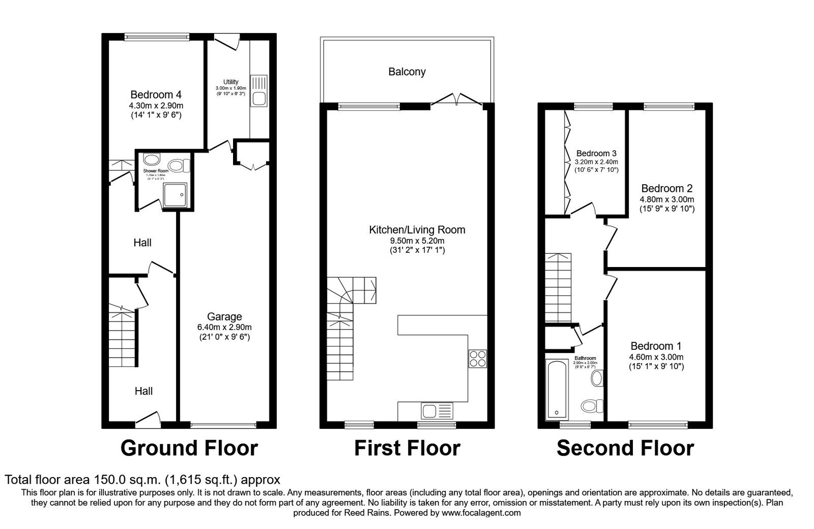 Floorplan of 4 bedroom End Terrace House for sale, Briarwood, Wilmslow, Cheshire, SK9