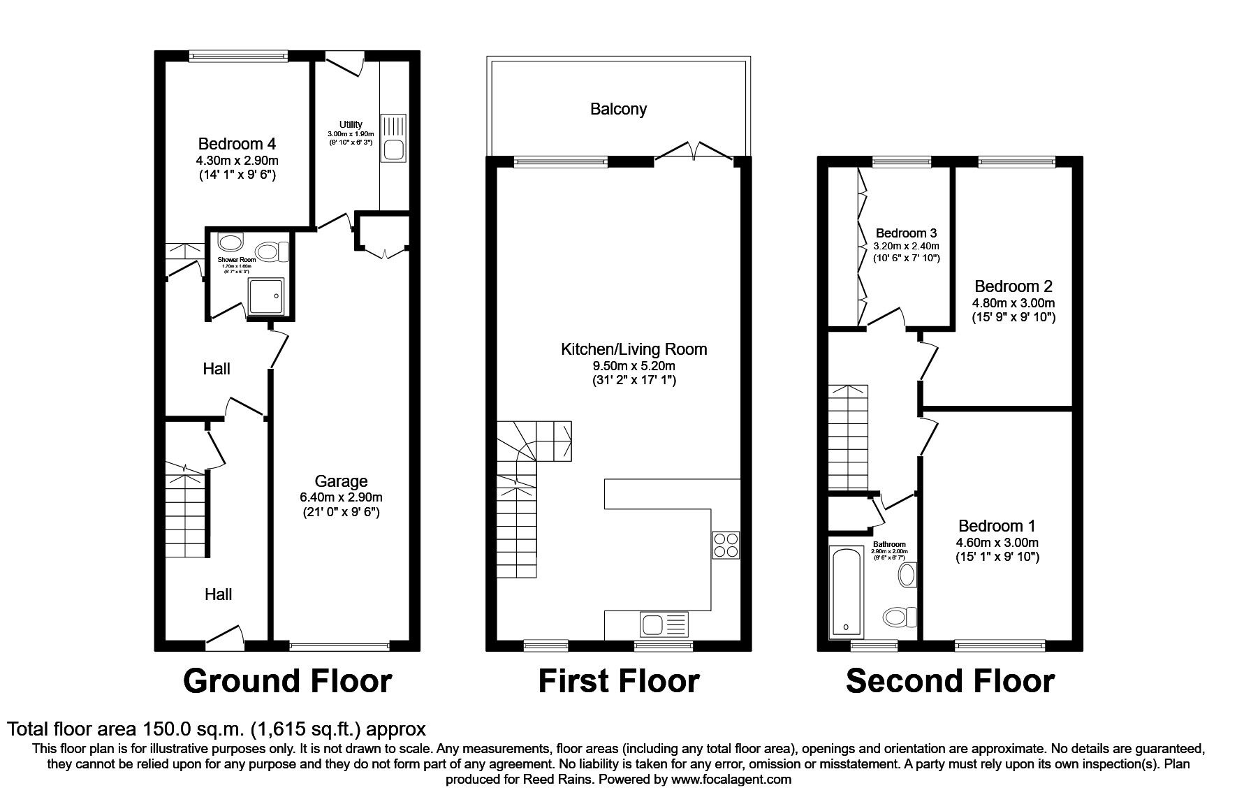 Floorplan of 4 bedroom End Terrace House for sale, Briarwood, Wilmslow, Cheshire, SK9