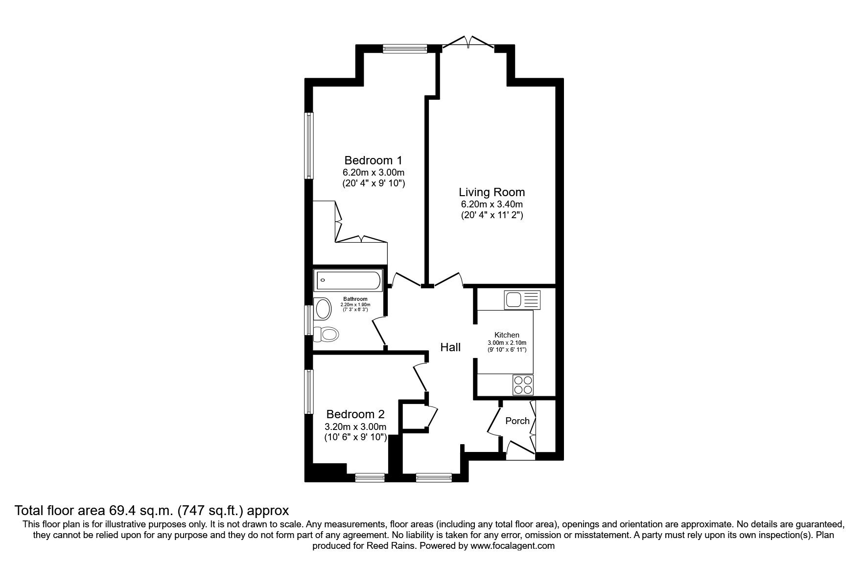 Floorplan of 2 bedroom Flat for sale, Altrincham Road, Styal, Cheshire, SK9