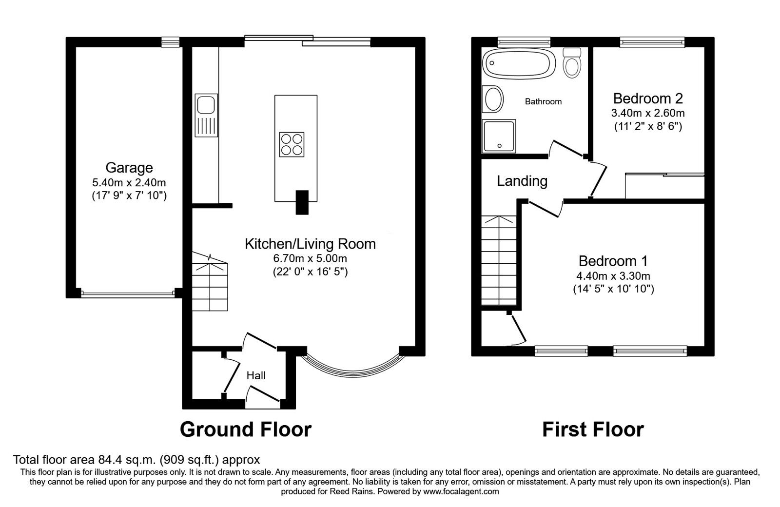 Floorplan of 2 bedroom End Terrace House to rent, Oak Mews, Wilmslow, Cheshire, SK9