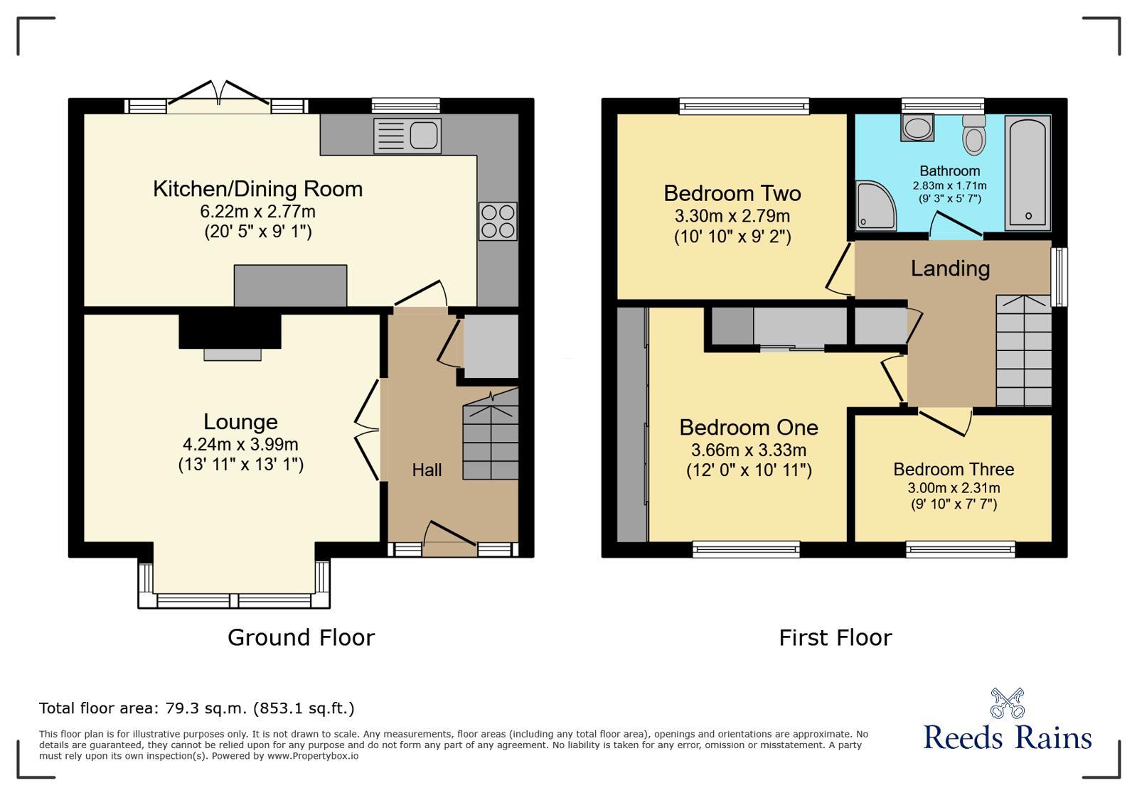 Floorplan of 3 bedroom Semi Detached House for sale, Holly Bank Road, Wilmslow, Cheshire, SK9