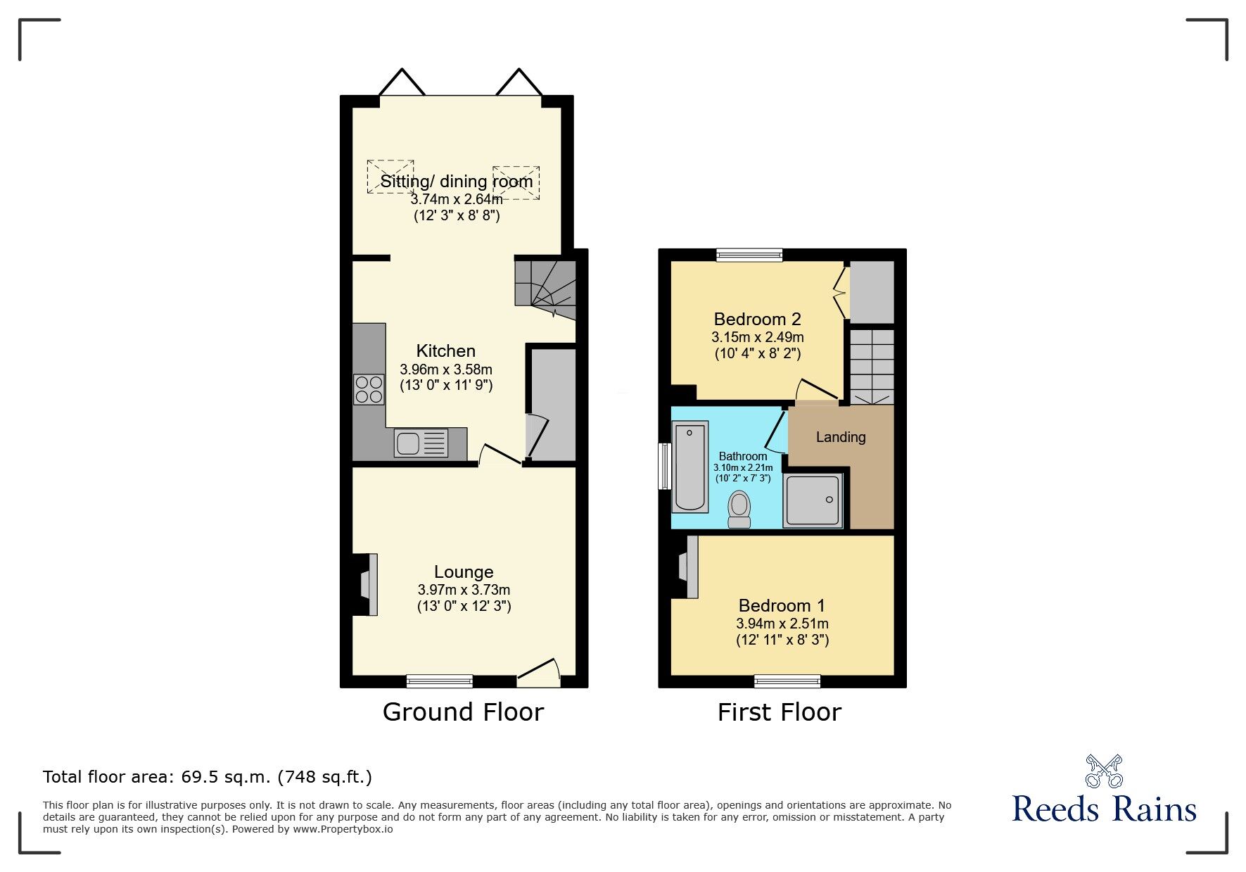 Floorplan of 2 bedroom Semi Detached House for sale, South Oak Lane, Wilmslow, Cheshire, SK9