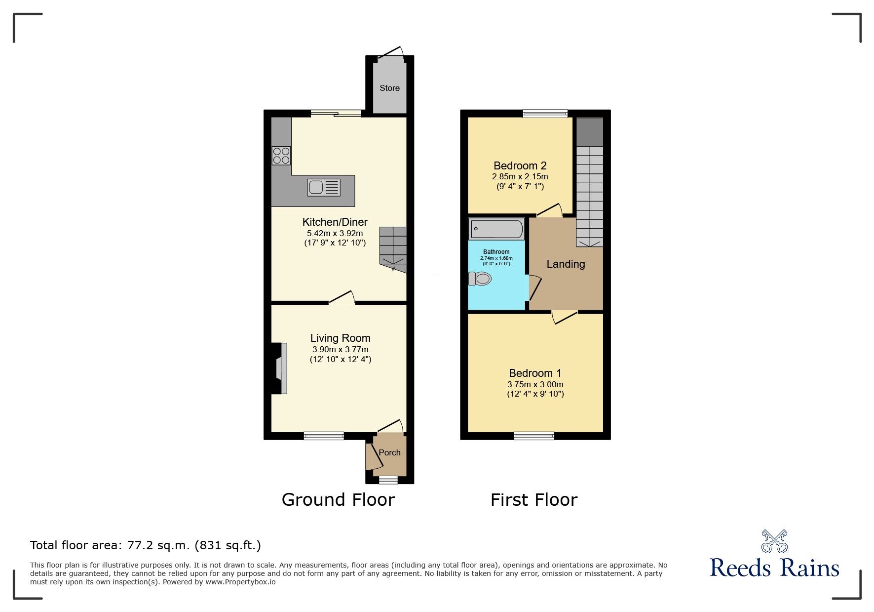 Floorplan of 2 bedroom End Terrace House for sale, Oak Lane, Wilmslow, Cheshire, SK9