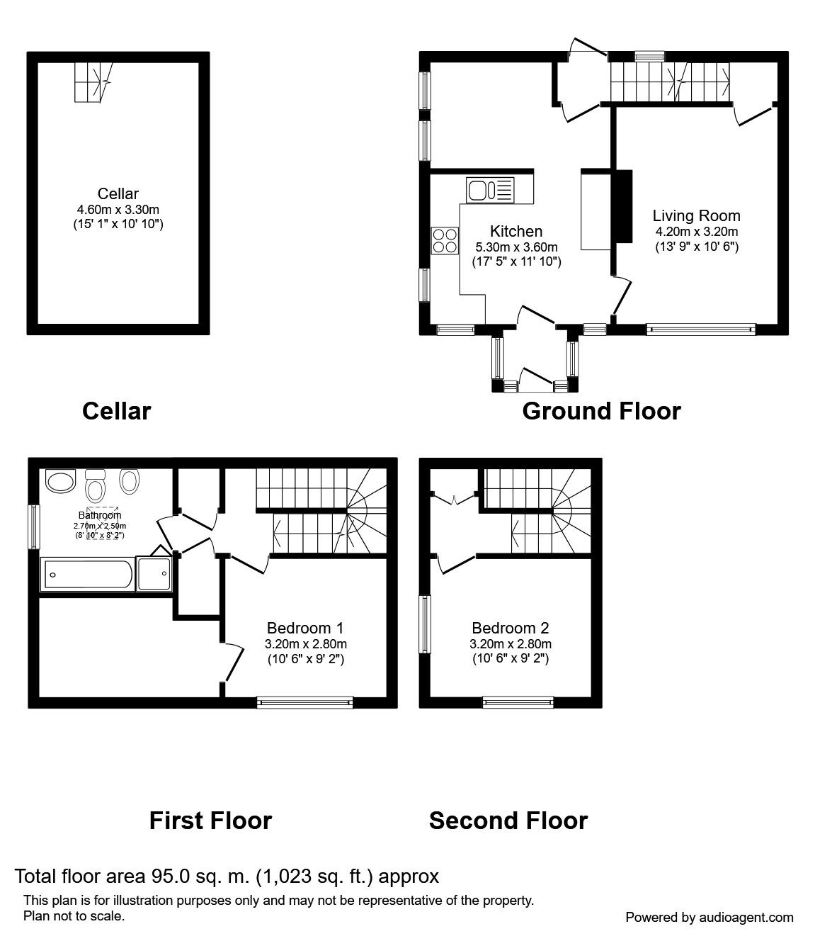 Floorplan of 2 bedroom End Terrace House to rent, Gravel Lane, Wilmslow, Cheshire, SK9