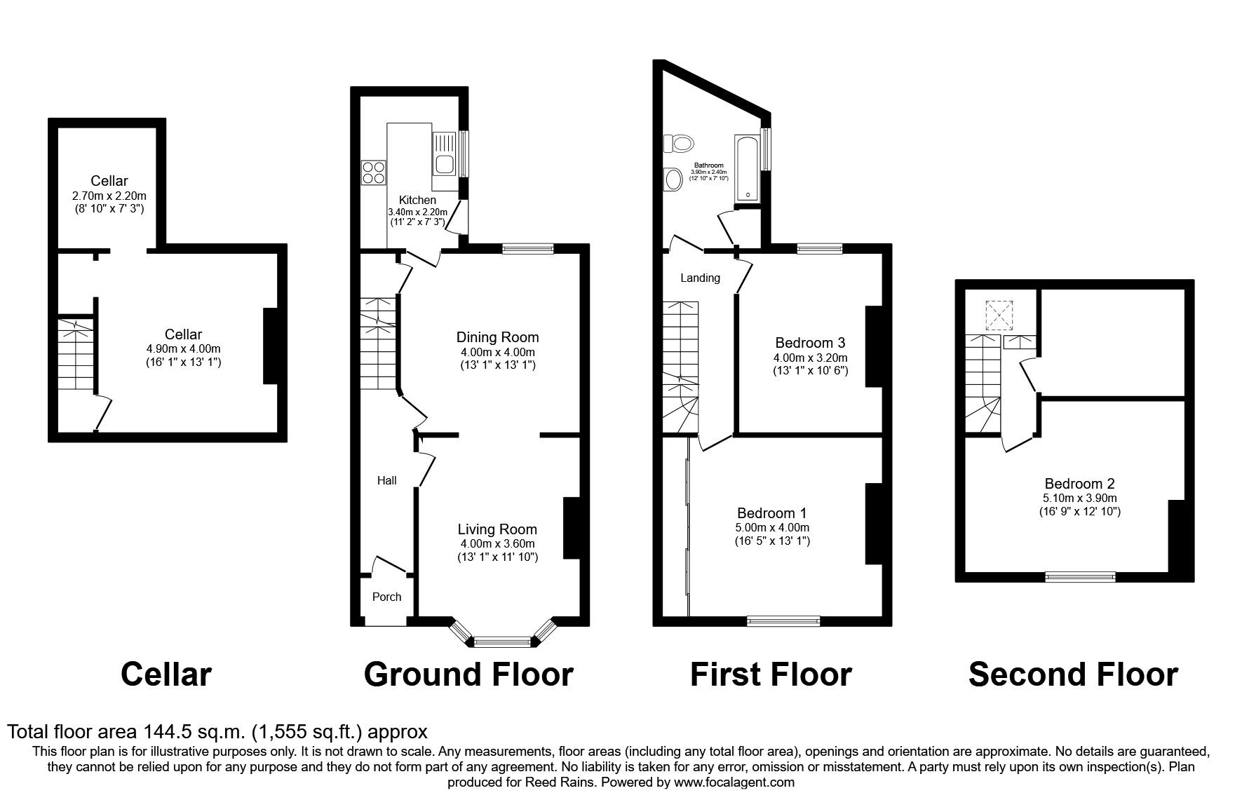Floorplan of 3 bedroom End Terrace House to rent, Manchester Road, Wilmslow, Cheshire, SK9