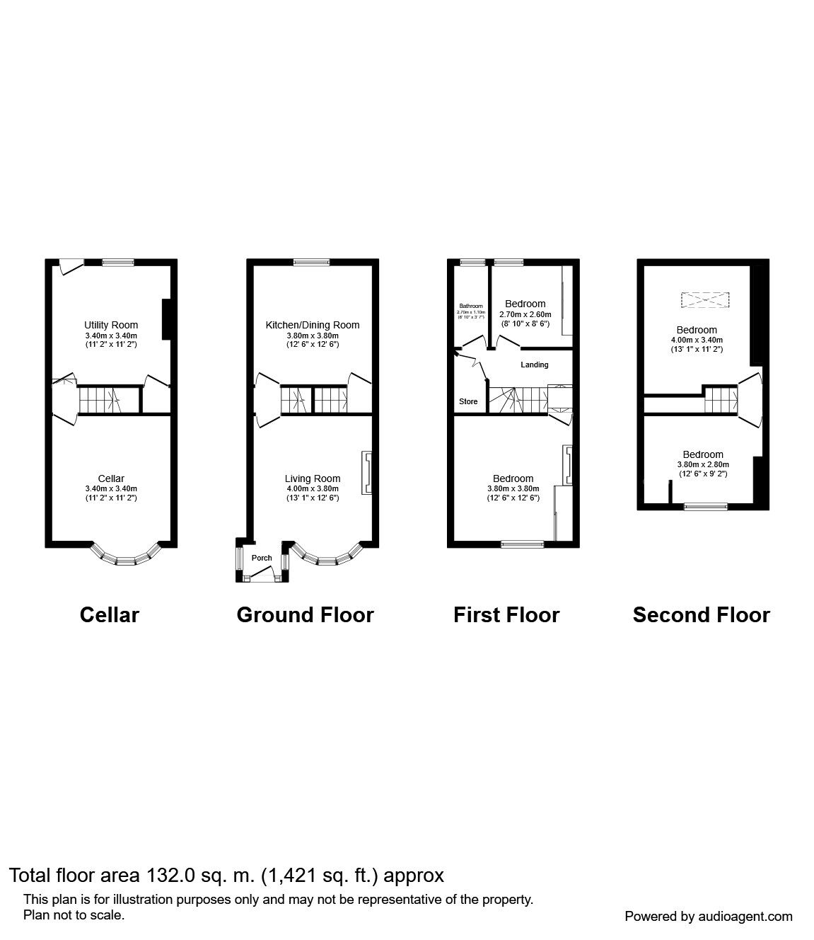 Floorplan of 4 bedroom Mid Terrace House to rent, Stafford Road, Sheffield, S2