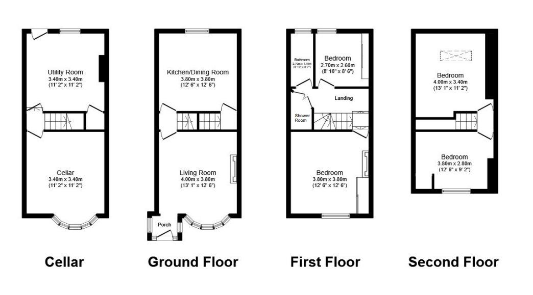 Floorplan of 4 bedroom Mid Terrace House to rent, Stafford Road, Sheffield, S2