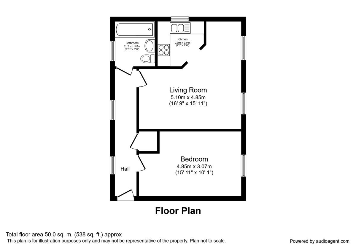 Floorplan of 1 bedroom  Flat to rent, Folkwood Grove, Sheffield, S11