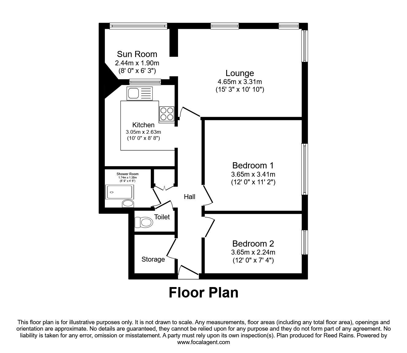 Floorplan of 2 bedroom Flat for sale, Callow Place, Sheffield, South Yorkshire, S14