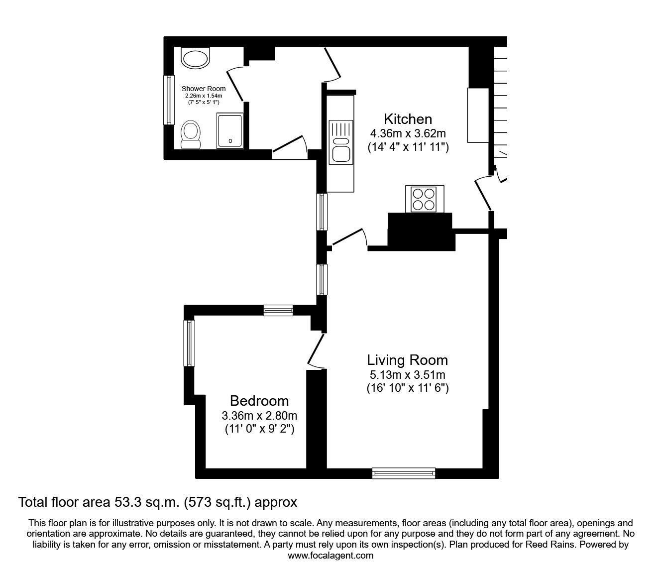 Floorplan of 1 bedroom  Flat to rent, Langdale Road, Sheffield, South Yorkshire, S8