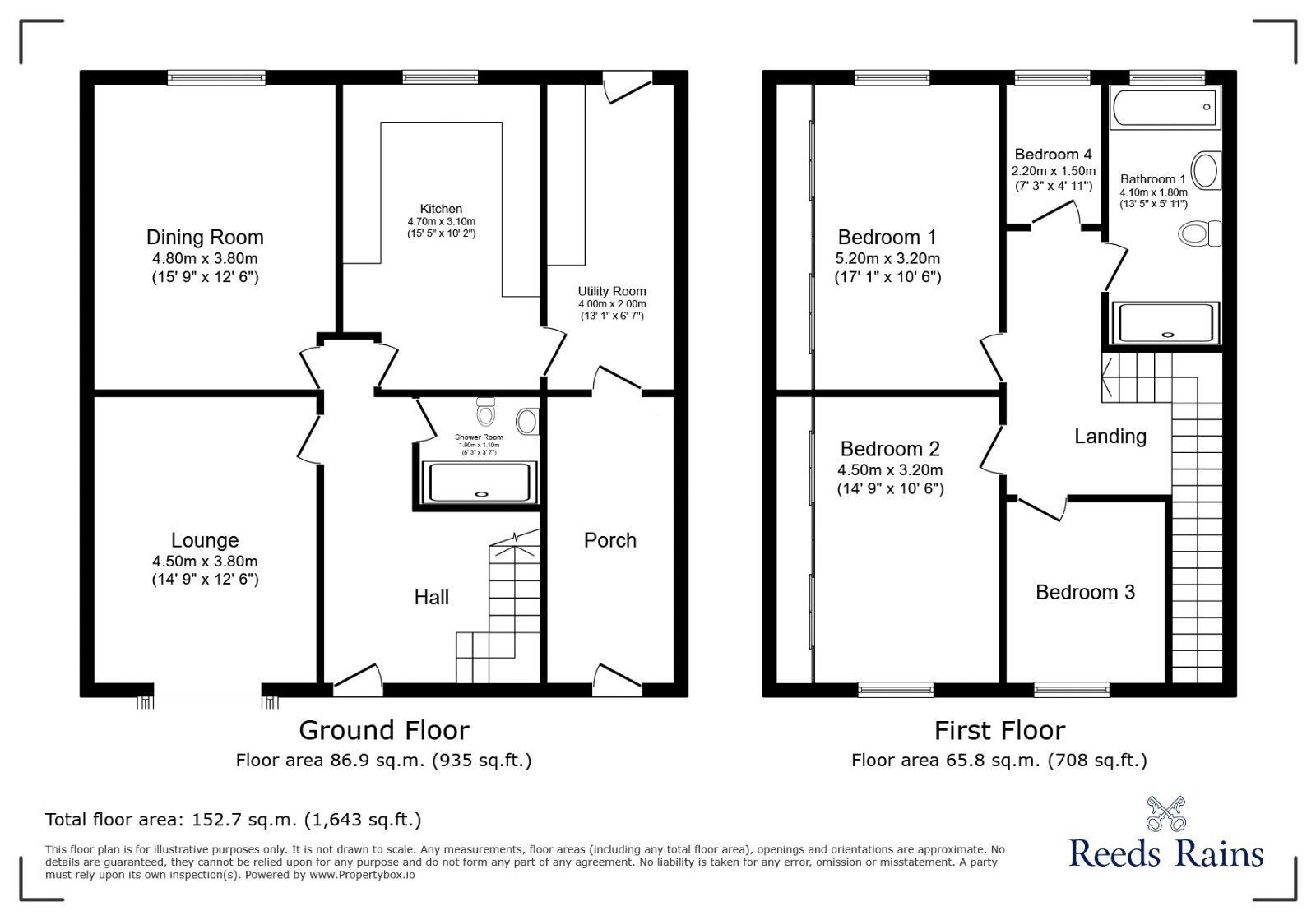 Floorplan of 4 bedroom Detached House to rent, Dobcroft Close, Sheffield, South Yorkshire, S11