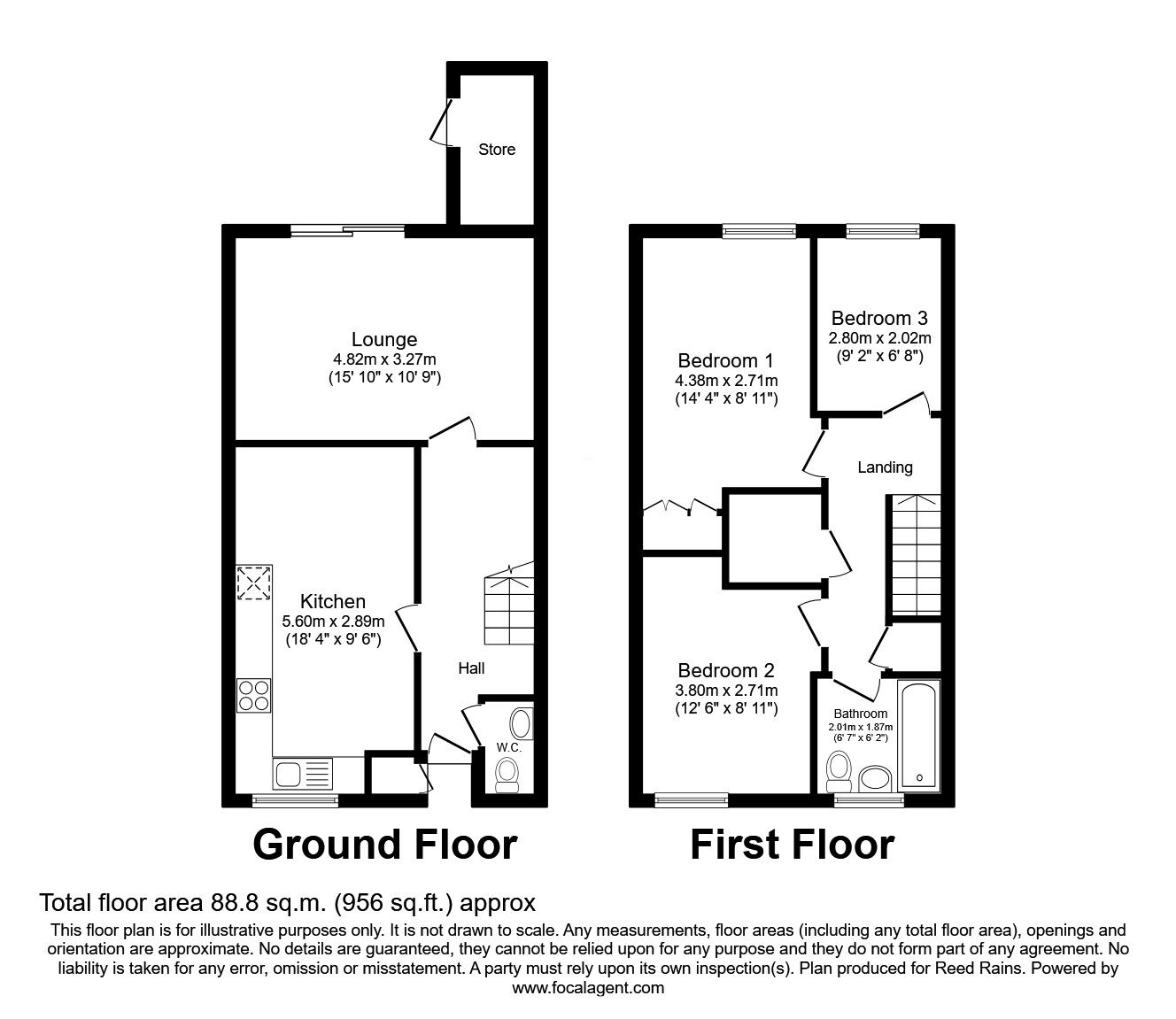 Floorplan of 3 bedroom Mid Terrace House for sale, Birchwood Grove, Westfield, South Yorkshire, S20