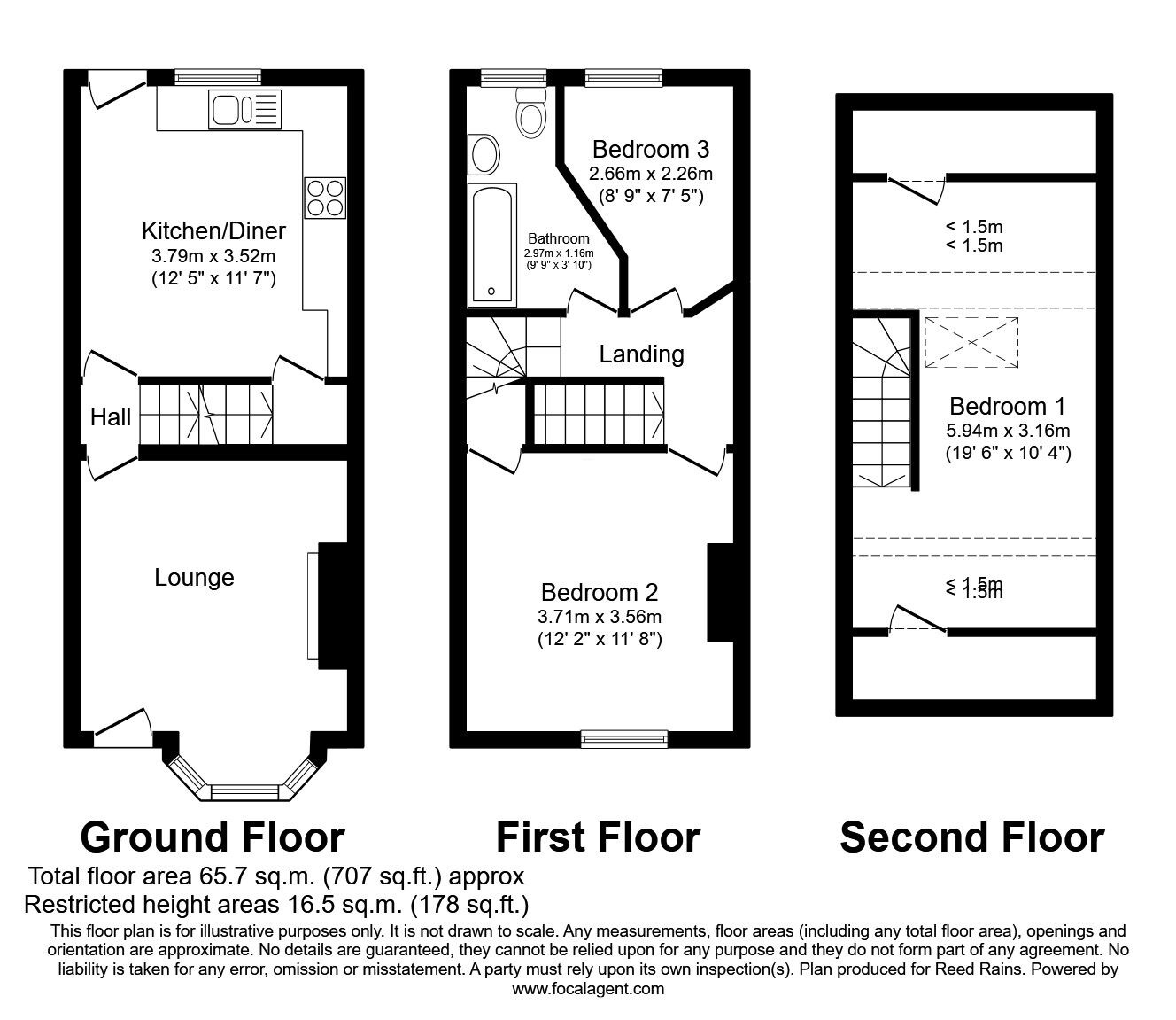 Floorplan of 3 bedroom Mid Terrace House for sale, Meersbrook Park Road, Sheffield, South Yorkshire, S8
