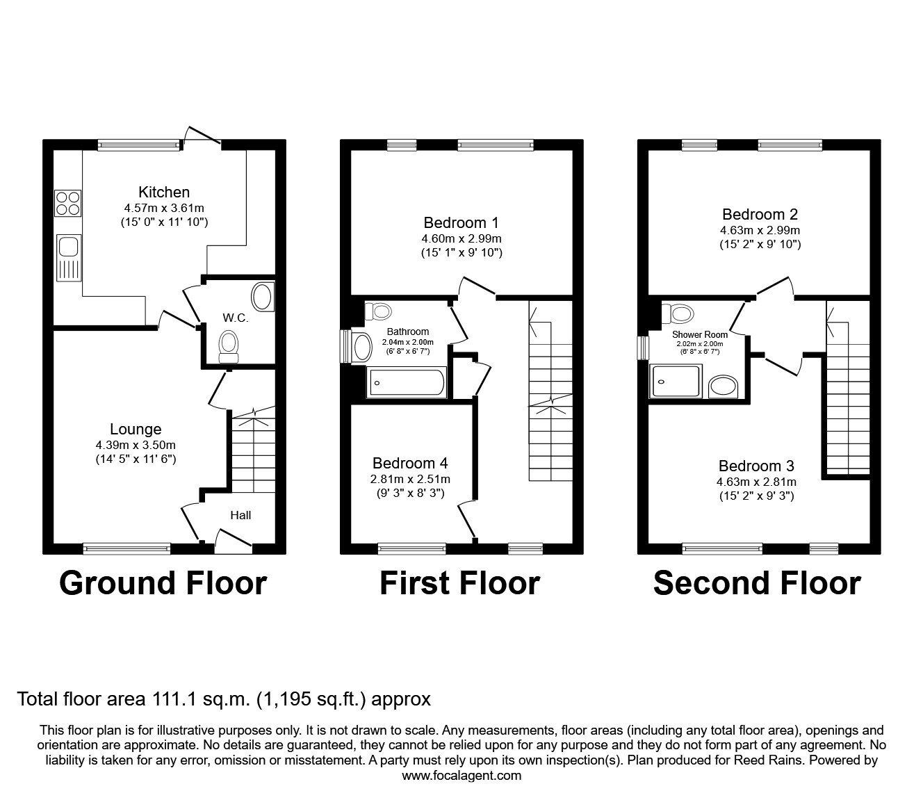 Floorplan of 4 bedroom Semi Detached House for sale, Park Grange Drive, Sheffield, South Yorkshire, S2
