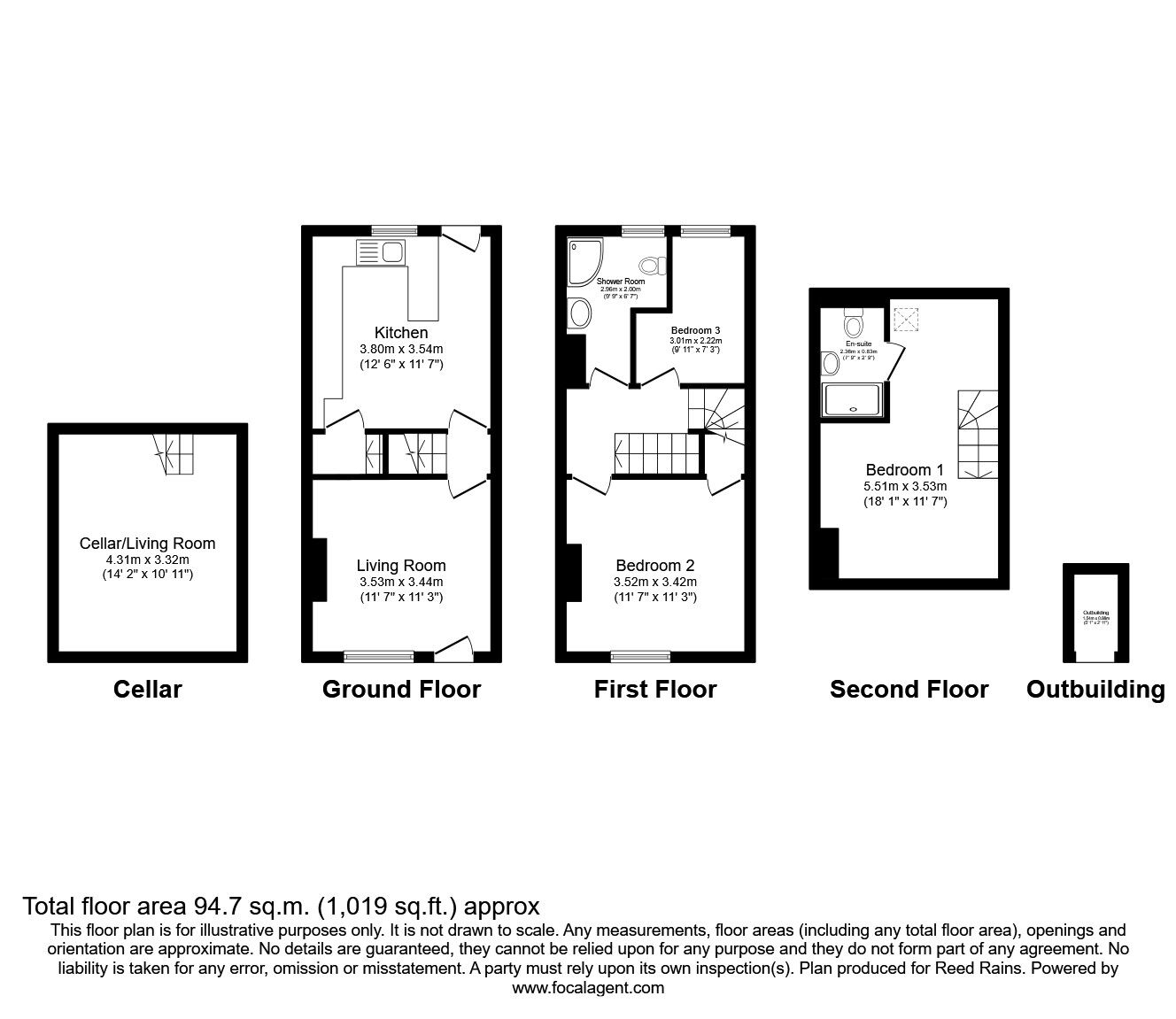 Floorplan of 3 bedroom Mid Terrace House to rent, Valley Road, Sheffield, South Yorkshire, S8