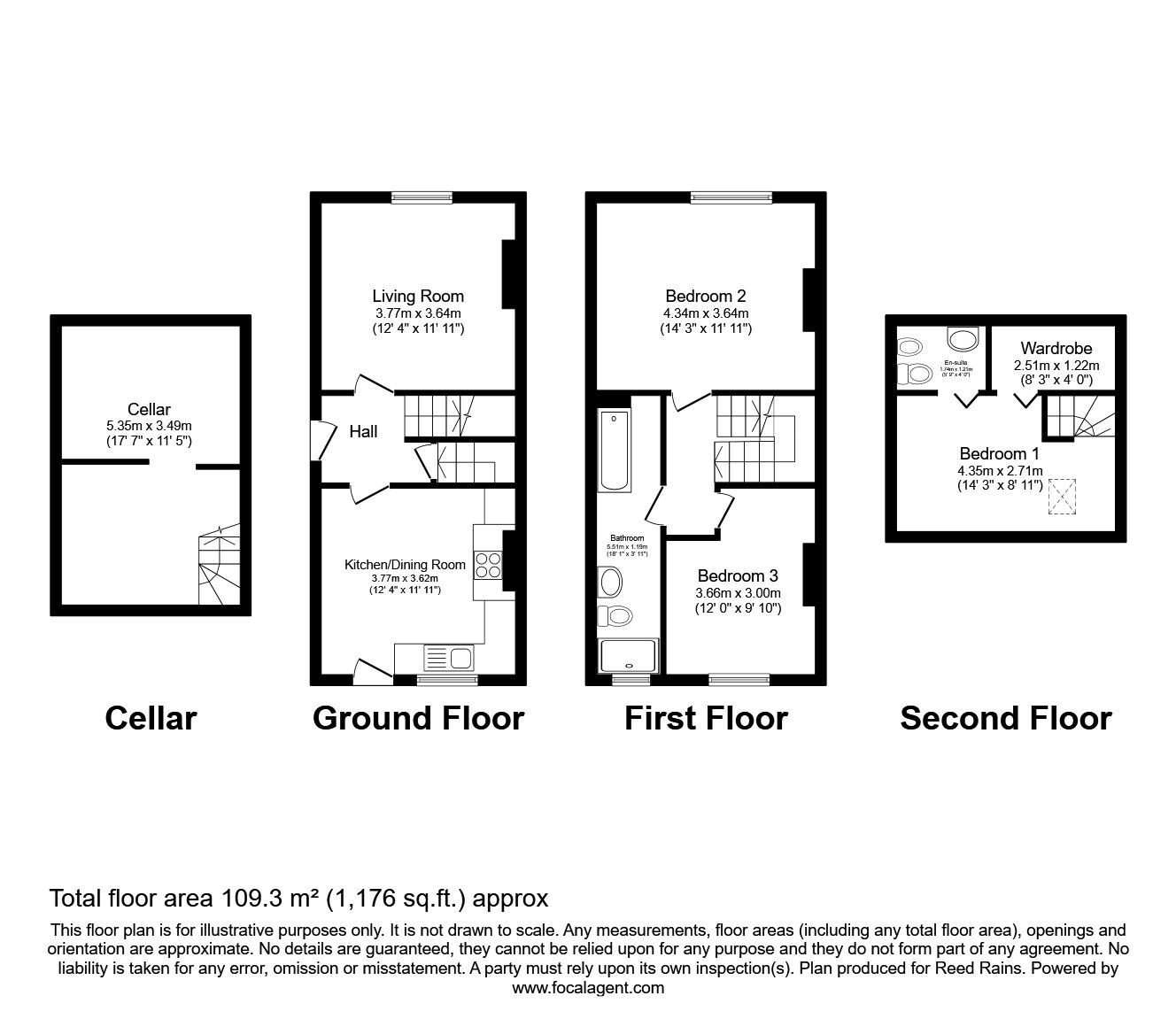 Floorplan of 3 bedroom Mid Terrace House for sale, Stafford Street, Sheffield, South Yorkshire, S2