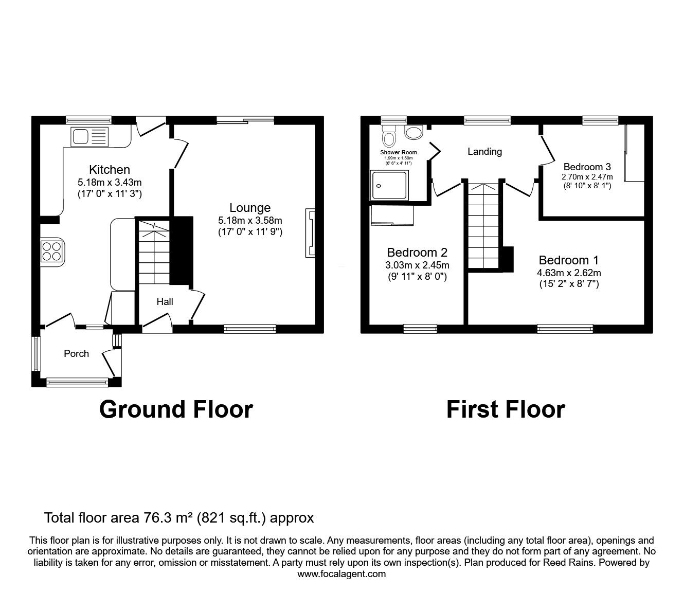 Floorplan of 3 bedroom Mid Terrace House for sale, Gervase Road, Sheffield, South Yorkshire, S8