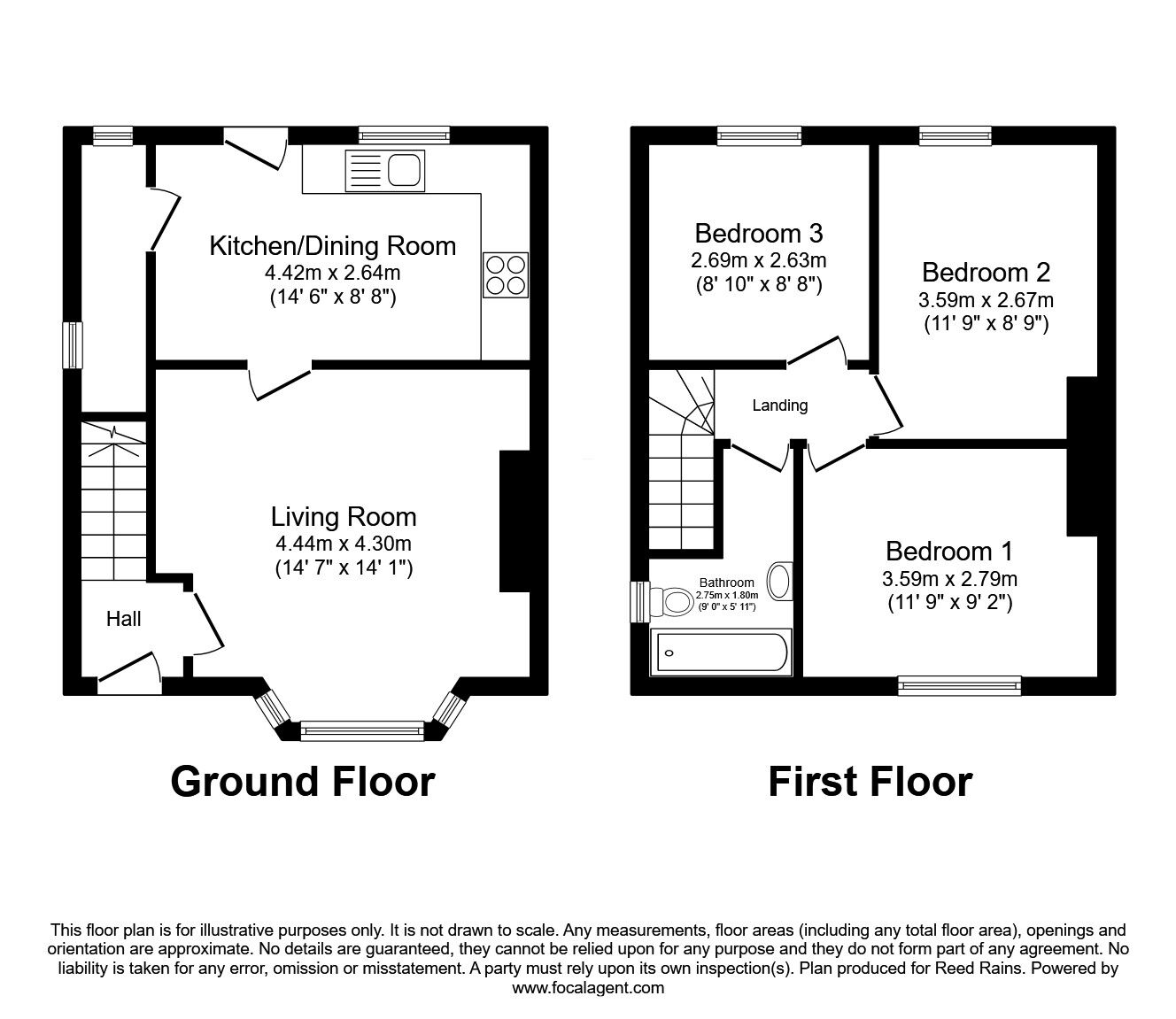 Floorplan of 3 bedroom Semi Detached House for sale, Anns Road North, Sheffield, South Yorkshire, S2