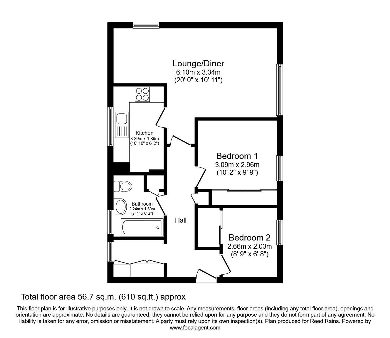 Floorplan of 2 bedroom  Flat for sale, Little Norton Drive, Sheffield, South Yorkshire, S8