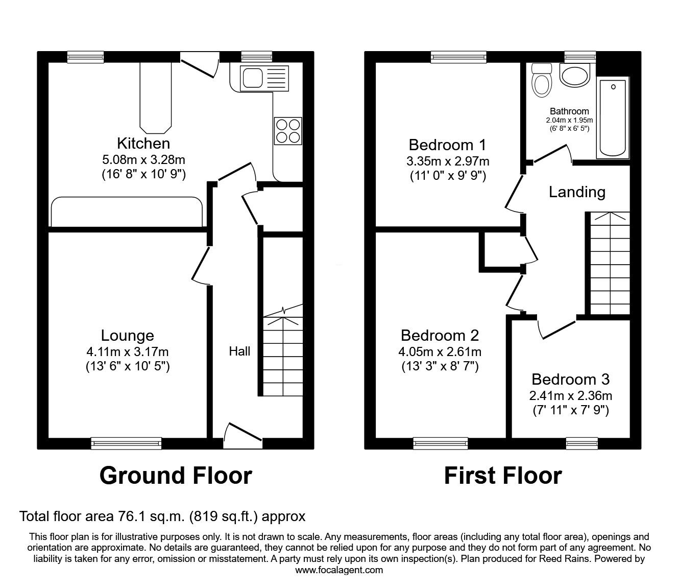 Floorplan of 3 bedroom End Terrace House for sale, Tillotson Close, Sheffield, South Yorkshire, S8
