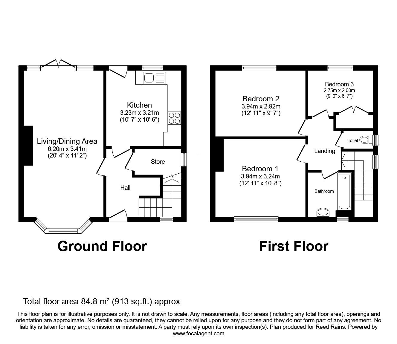 Floorplan of 3 bedroom Semi Detached House for sale, Robert Road, Sheffield, South Yorkshire, S8