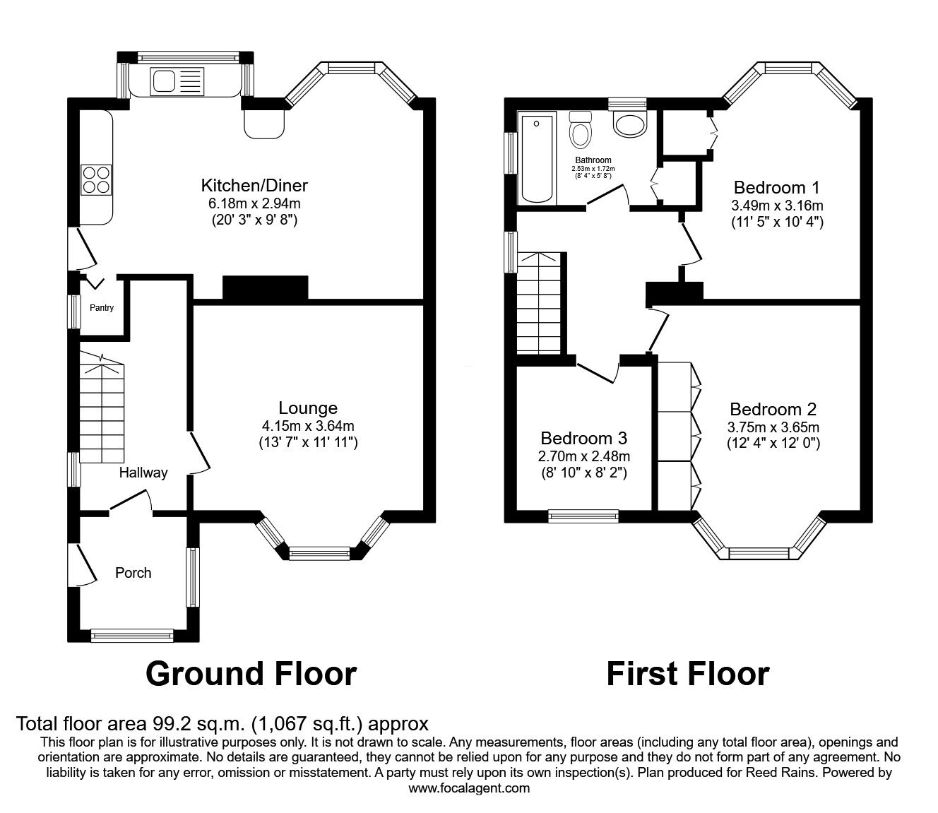 Floorplan of 3 bedroom Semi Detached House for sale, Wollaton Avenue, Sheffield, South Yorkshire, S17