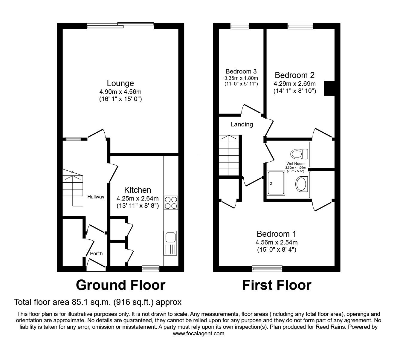 Floorplan of 3 bedroom Mid Terrace House for sale, Blackstock Road, Sheffield, South Yorkshire, S14