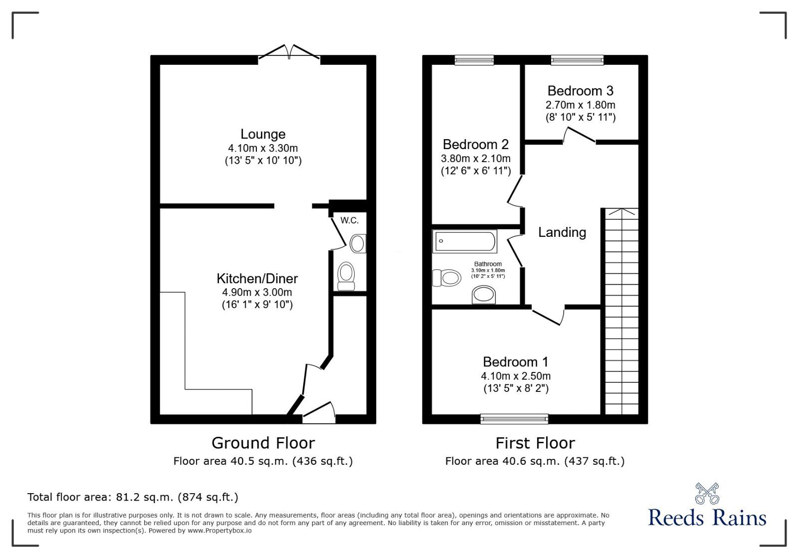 Floorplan of 3 bedroom Semi Detached House to rent, Cradock Road, Sheffield, South Yorkshire, S2