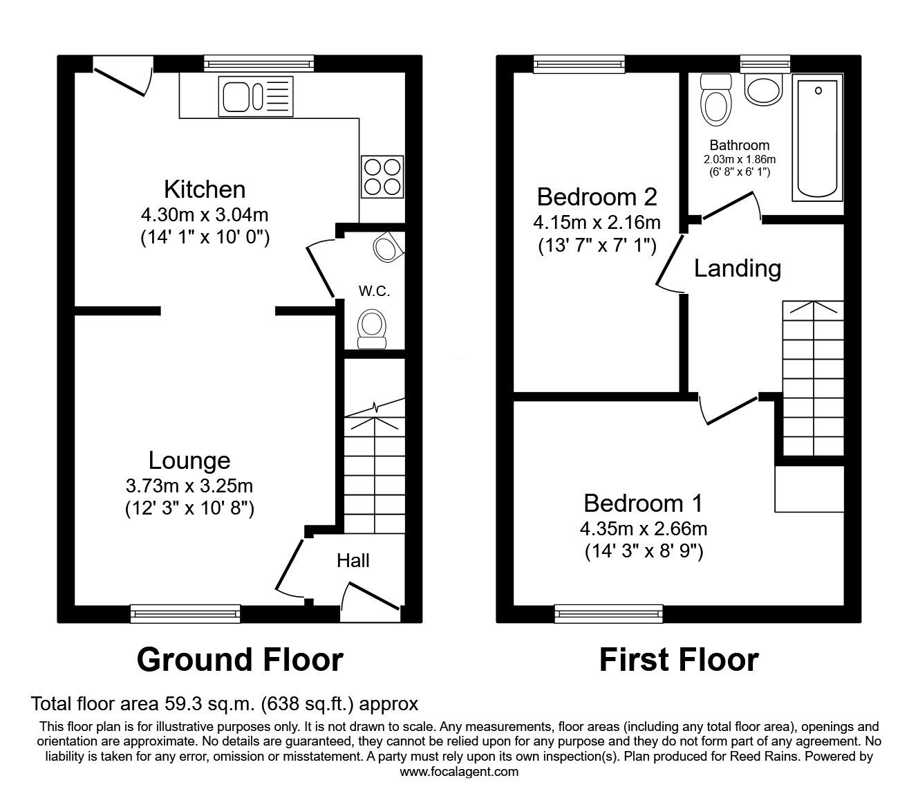 Floorplan of 2 bedroom Mid Terrace House for sale, Park Grange Rise, Sheffield, South Yorkshire, S2