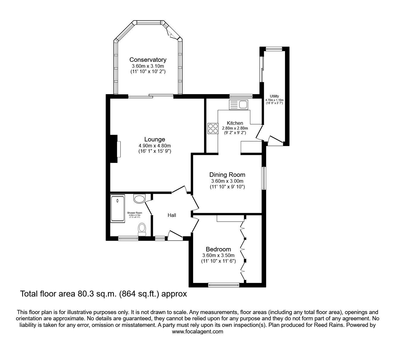 Floorplan of 1 bedroom Semi Detached Bungalow for sale, Abbey View Road, Sheffield, South Yorkshire, S8