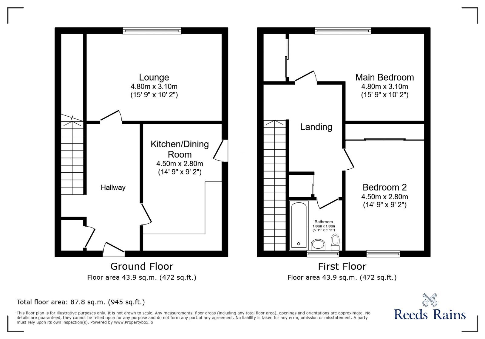 Floorplan of 2 bedroom Semi Detached House for sale, Northcote Road, Sheffield, South Yorkshire, S2