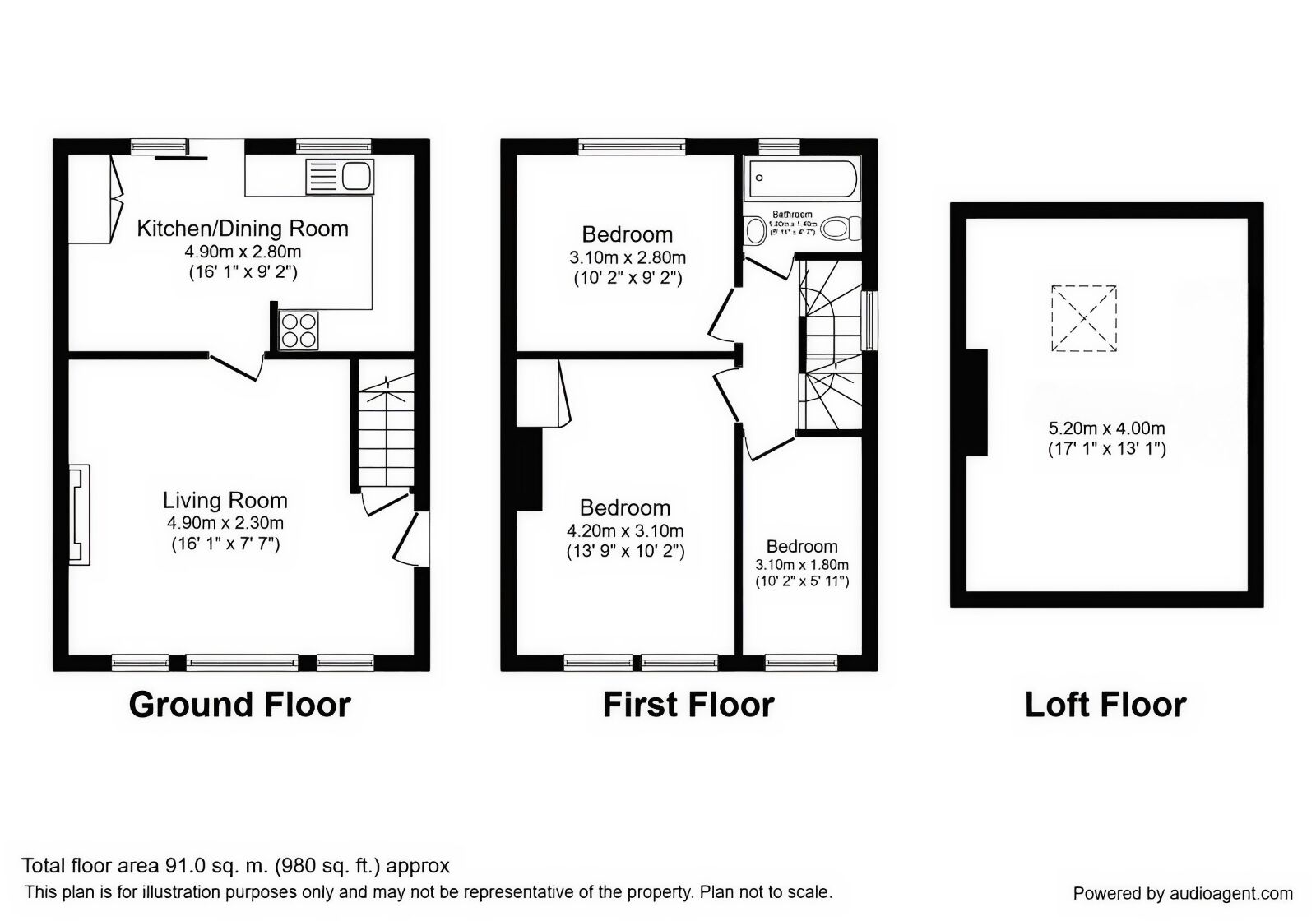 Floorplan of 3 bedroom Semi Detached House to rent, East Bank Road, Sheffield, South Yorkshire, S2