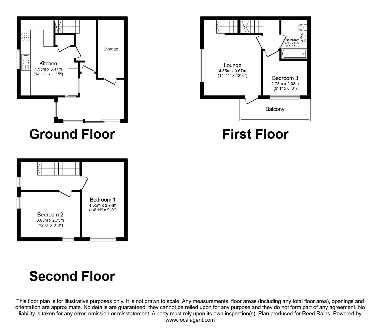 Floorplan of 3 bedroom  Flat for sale, Spring Close Mount, Sheffield, South Yorkshire, S14