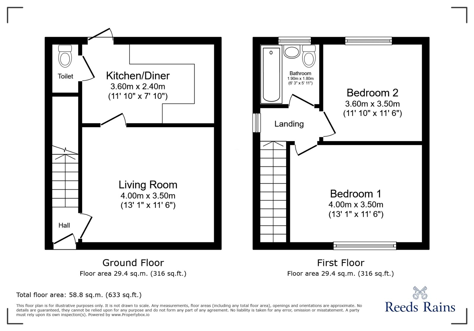 Floorplan of 2 bedroom End Terrace House to rent, Mason Lathe Road, Sheffield, South Yorkshire, S5