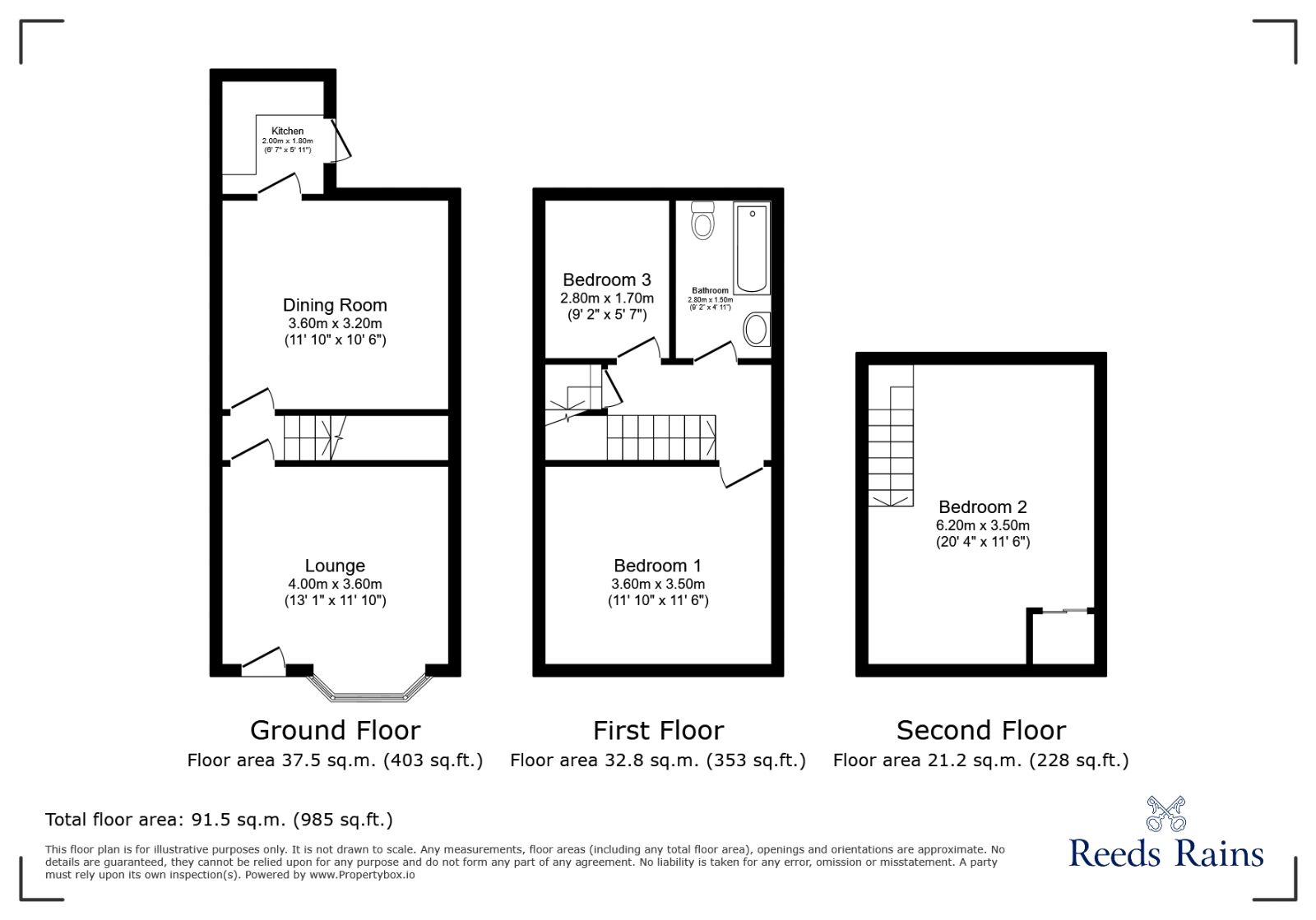 Floorplan of 3 bedroom Mid Terrace House to rent, Wake Road, Sheffield, South Yorkshire, S7