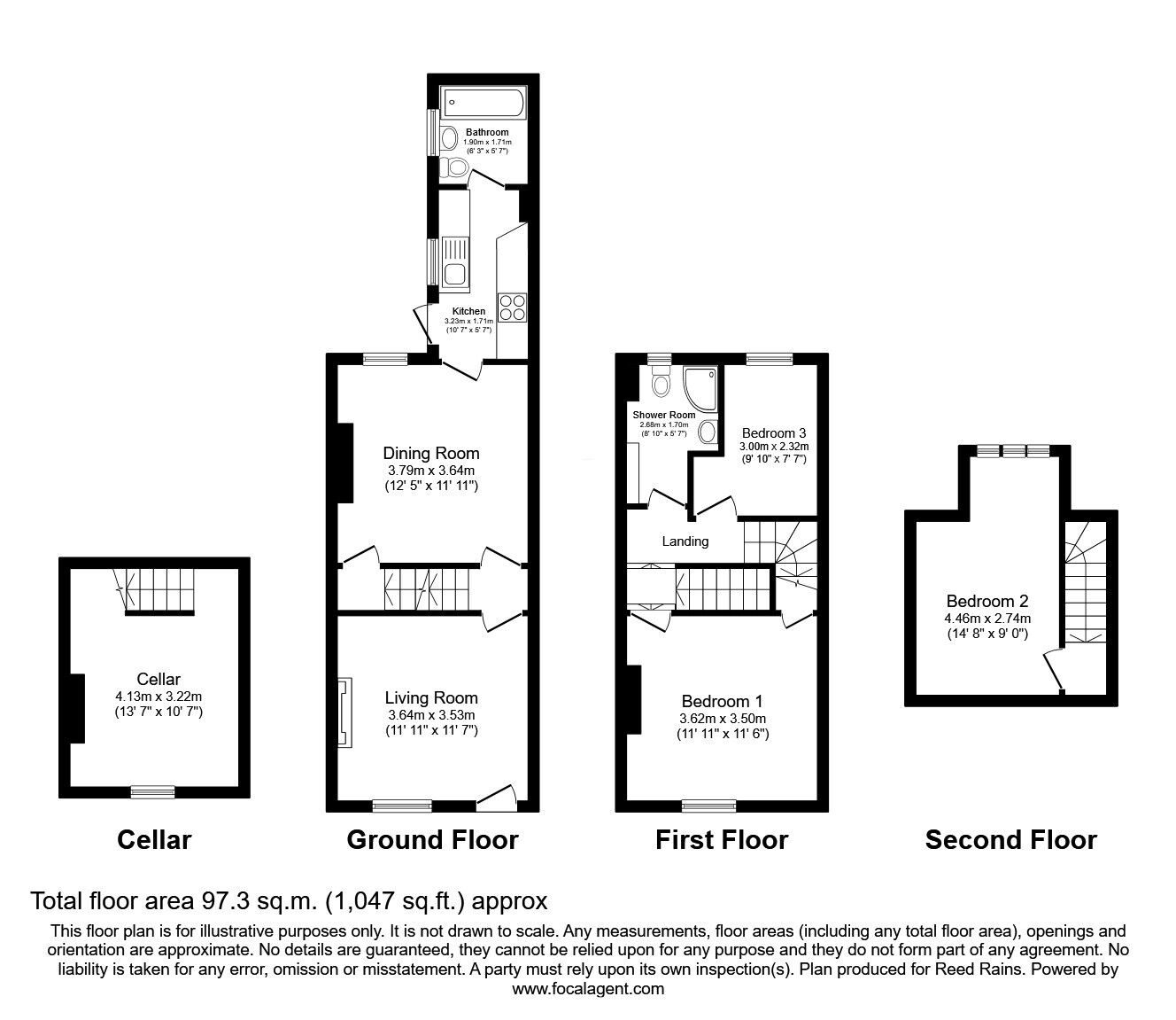 Floorplan of 3 bedroom Mid Terrace House for sale, Welby Place, Sheffield, South Yorkshire, S8