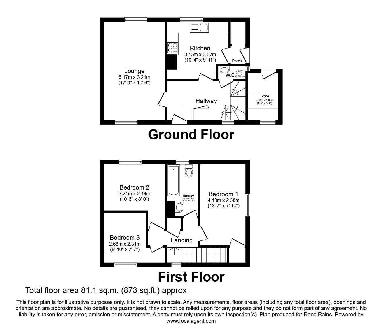 Floorplan of 3 bedroom Semi Detached House for sale, Glenholme Road, Sheffield, South Yorkshire, S13